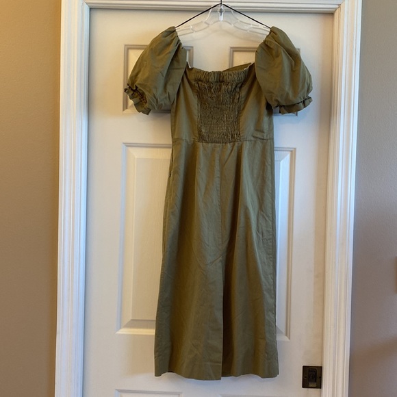 Zara green puff sleeve dress, S - Picture 6 of 11